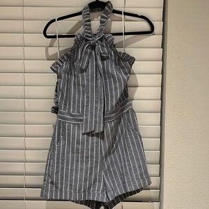 Denim blue Romper with white strips